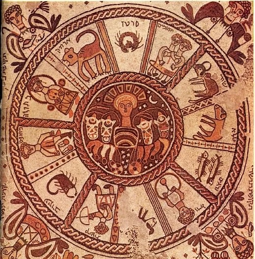 Astrology as sacred 
 langauge? zodiac wheel mosaic